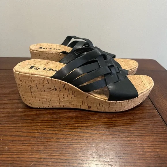 Korks Noelle black wedge sandal NEW size 9 - Picture 3 of 7